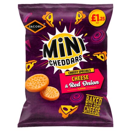 Jacob's Mini Cheddars Cheese & Red Onion Baked Snacks 90g