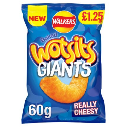 Walkers Wotsits Giants Really Cheesy Snacks Crisps 60g
