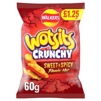Walkers Wotsits Crunchy Sweet & Spicy Snacks Crisps 60g