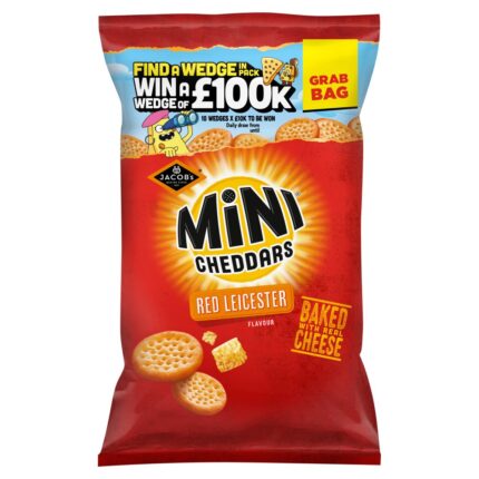 Jacob's Mini Cheddars Red Leicester Baked Snacks Grab Bag 45g