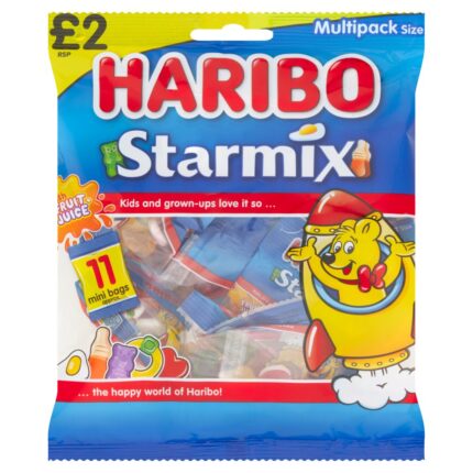 HARIBO Starmix Minis Fruit & Cola Flavour Jelly & Foam Sweets16g Fun Size Bags Multipack 176g