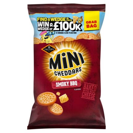 Jacob's Grab Bag Mini Cheddars Smoky BBQ Flavour Baked Snacks 45g