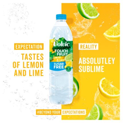 Volvic Touch of Fruit Sugar Free Lemon & Lime Natural Flavoured Water 1.5L